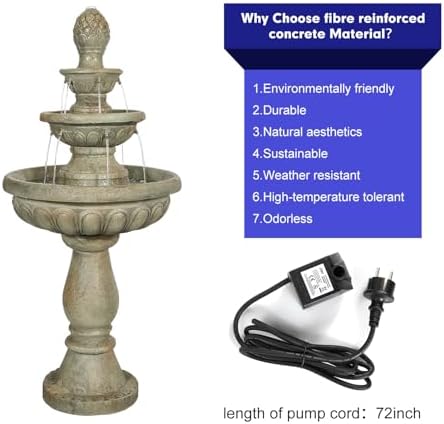 SunJet 425 Inch 3-Tier Modern Concrete Fountain