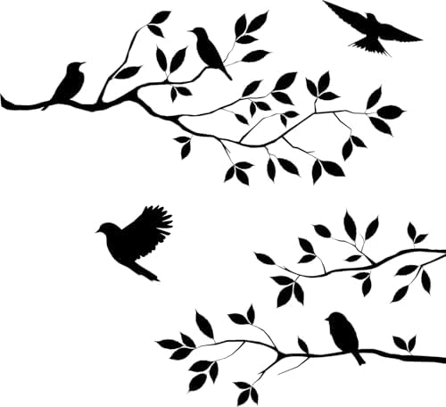 Burnish Birds Blossoms Vinyl Wall Decal 16x24 Inches