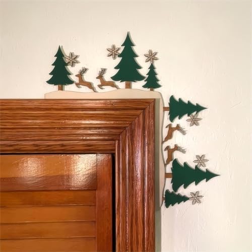 2024 Wooden Christmas Door Topper with Santa and Reindeer Design