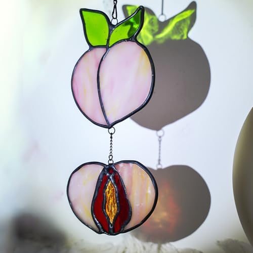 EPOGIFTS Peach Stained Glass Suncatcher for Window