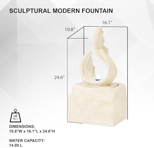 XBrand 25 Inch H White Stone-Look Fountain with LED Light