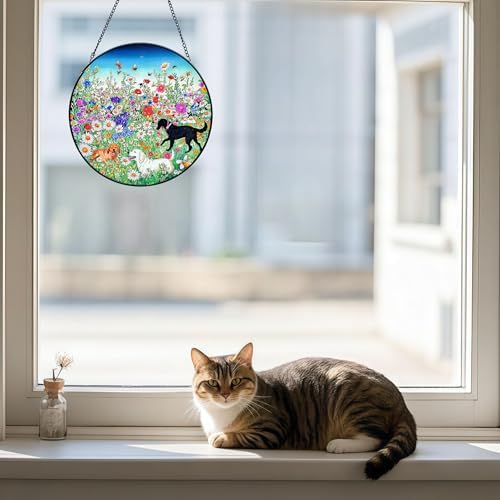 Stained Glass Window Hanging Wildflowers Suncatcher 8