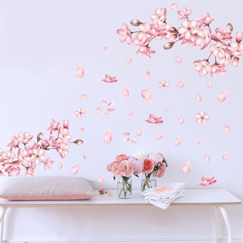 Pink Peach Blossom Wall Stickers for Home Bedroom Decoration