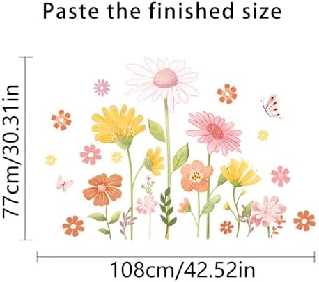 Boho Flower Wall Stickers - Daisy Butterfly Decor