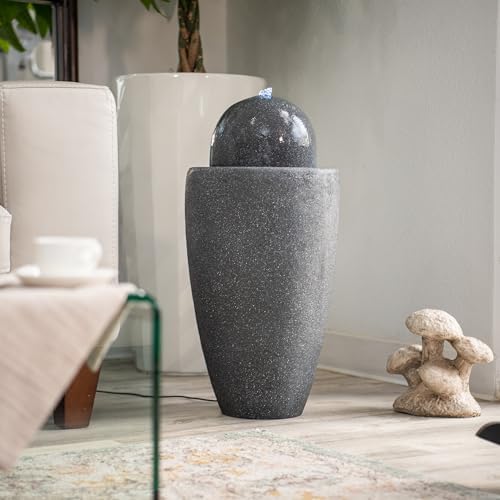 XBrand 2598 Inch Modern Stone Water Fountain with LED Lights