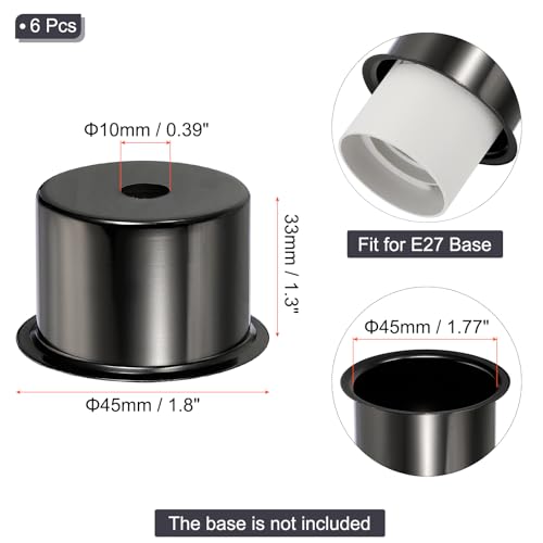 PATIKIL E27 Lamp Socket Covers 6 Pcs Pearl Black Decorative