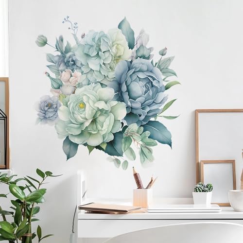 Light Green Peony Flower Wall Stickers Removable Vinyl Art Decals