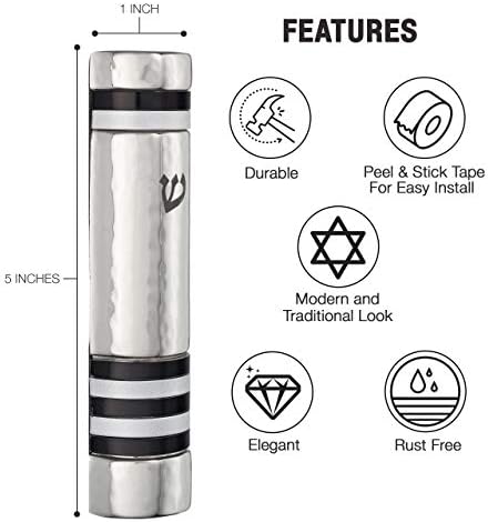 AS Mezuzot 5 Inch Black Stainless Steel Mezuzah Case