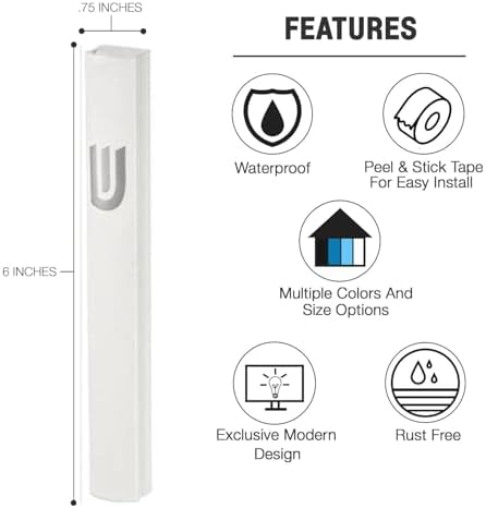 Modern Shin Design Aluminum Mezuzah Case - 3 Pieces White
