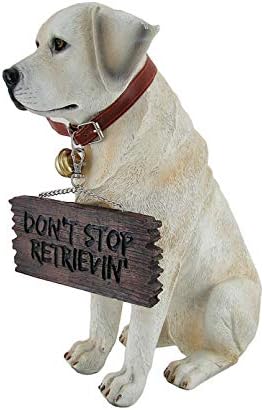 Charming Labrador Retriever Garden Statue with Reversible Welcome Sign