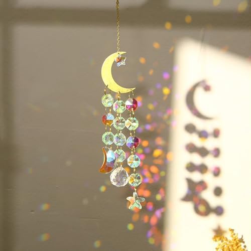 Shiny Crystal Moon Star Sun Catcher Pendant Decor