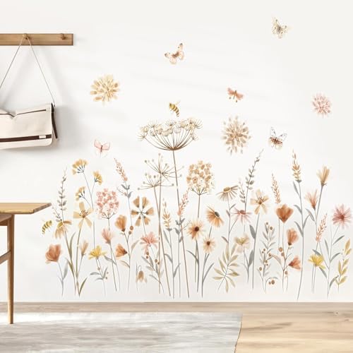 Boho Flower Wall Decals for Nursery and Bedroom Decor