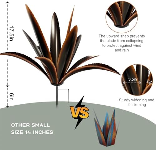 TOMBABY Agave Garden Statue 12 Leaves Black Outdoor Decor