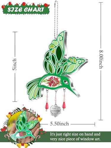 KYBOSAM Hummingbird Suncatcher I Love You Grandma Glass Wind Chime Ornament