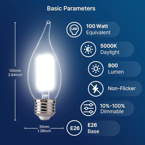 FLSNT 5000K Daylight LED Chandelier Bulbs 6 Pack