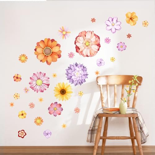 Supzone Boho Flower Wall Decals for Living Room and Bedroom