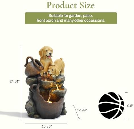 LuxenHome 25 Inch Resin Water Fountain with LED Lights