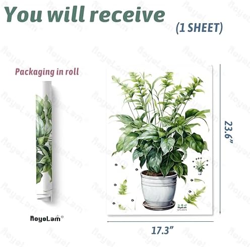 Green Leaves Potted Plant Wall Decal for Living Room and Bedroom