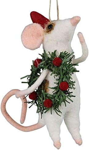 HomArt 95155-0 Mouse with Wreath Ornament 475 inch Height Felt