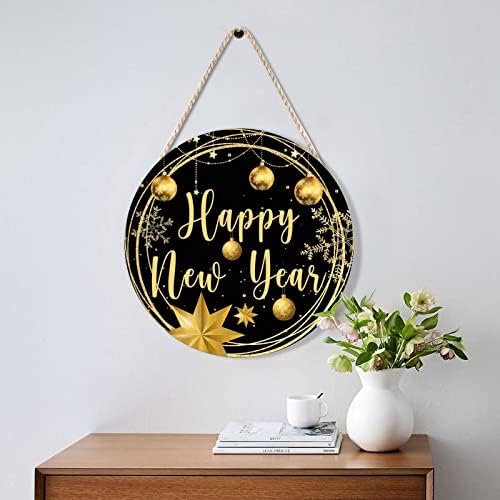 Gold Christmas Ornament Wood Door Hanger 12x12in