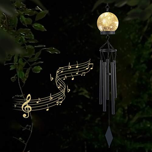 42 Inch Wind Chimes with Solar Powered Lights for Outdoor Use