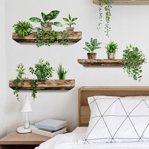 Green Plant Wall Decals 3D Bonsai Tropical Design