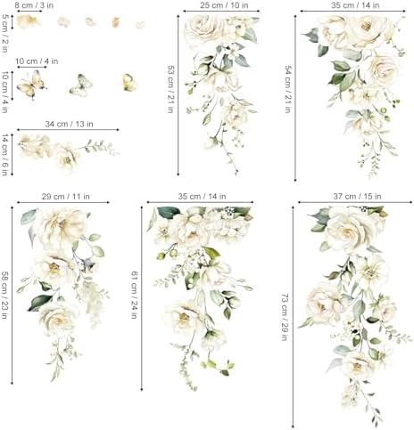 Decalmile Large White Flower Wall Decals for Girls Room and Baby Nursery