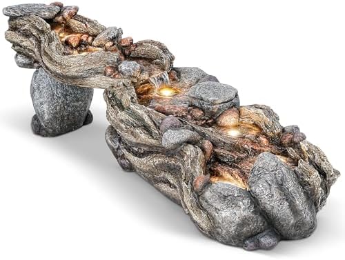 60 Inch 5 Tier Outdoor Waterfall Fountain with LED Light