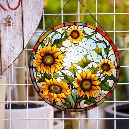 Sunflower Stained Glass Suncatcher 20cm Window Hanging