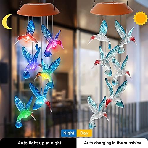 Solar Powered Hummingbird Wind Chimes Outdoor