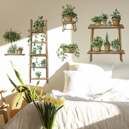 3D Potted Plants Wall Decals Set