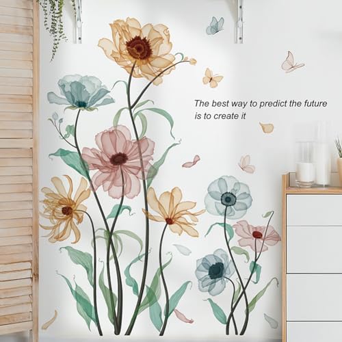 Colorful Flowers Wall Decals for Girls Bedroom
