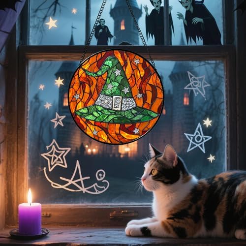 Halloween Stained Glass Window Hanging Suncatcher
