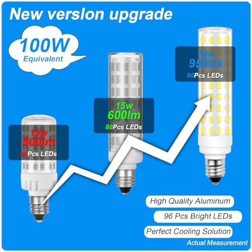 Dimmable E11 LED Bulbs 10W 950LM 6000K Daylight White 5-Pack