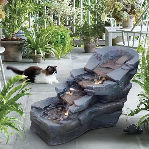 Sunlinua 3-Tier Freestanding Waterfall Fountain with LED Lights 30 L