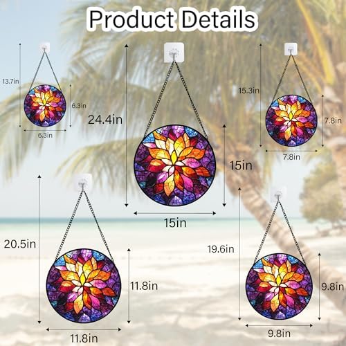 Fuchsia Abstract Flowers Stained Glass Suncatcher 98 Inches