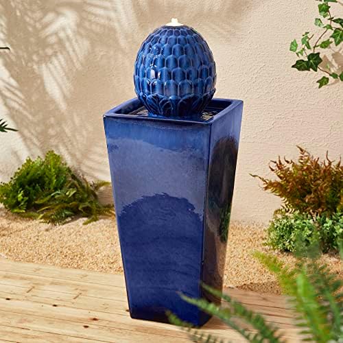 Glitzhome Ceramic Water Fountain with LED Light 3575 H