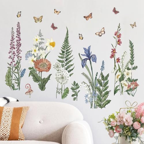 Yovkky Flower Fern Wall Decals for Home Decor