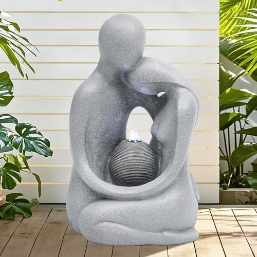 Modern Hugging Couple Fountain with LED Lights 209in