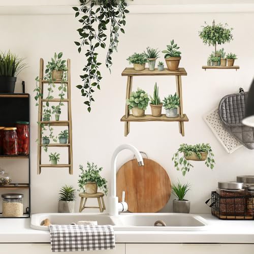 3D Potted Plants Wall Decals Set