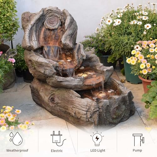315 Inch Garden Water Fountain with LED Lights