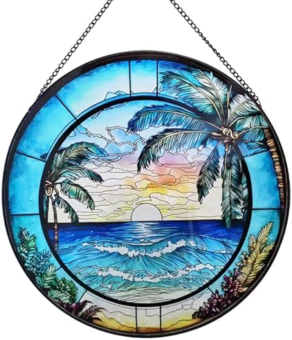 Stained Glass Window Hanging for Summer Beach and Garden