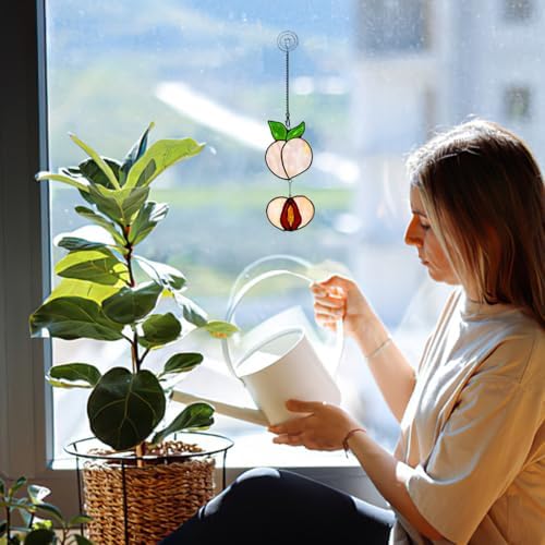 EPOGIFTS Peach Stained Glass Suncatcher for Window