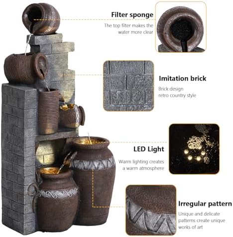 MAIBH Outdoor Water Fountain with LED Lights