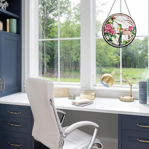 Cute Handmade Hummingbird Stained Glass Window Hanging