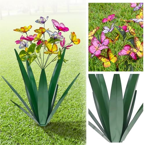 TOMBABY Green Artificial Butterfly Garden Sculpture 2pcs