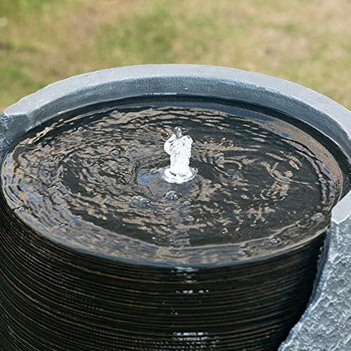 Modern Polyresin Water Fountain with Light Gray