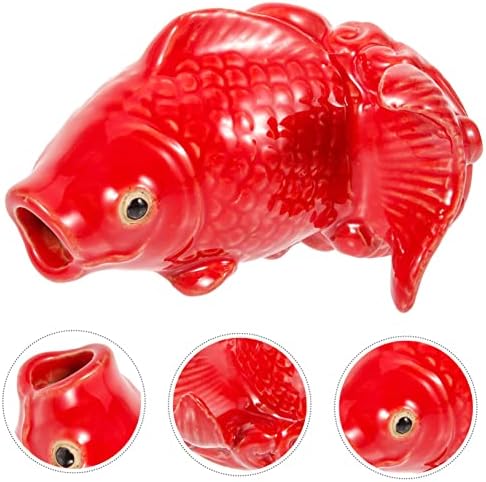 TOYANDONA Ceramic Carp Fountain Ornament for Garden Decor