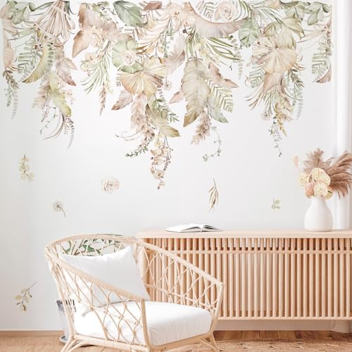 decalmile Large Boho Hanging Leaf Wall Decals