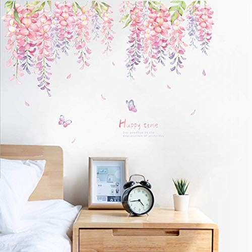 ROFARSO 4 Sheets Wisteria Wall Stickers Removable